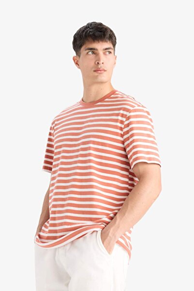 DeFacto Μπλουζάκι με κοντό μανίκι με ρίγες από 100% βαμβάκι E2637AX25SM