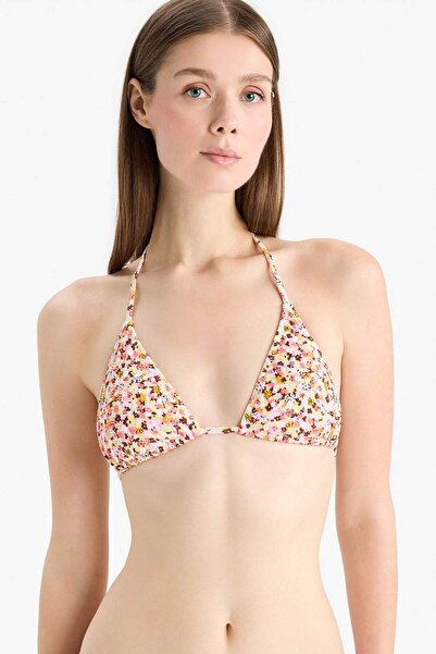 DeFacto Regular Fit Çiçekli Bürümcük Üçgen Bikini Üstü-Fall in Love E2576AX25SM