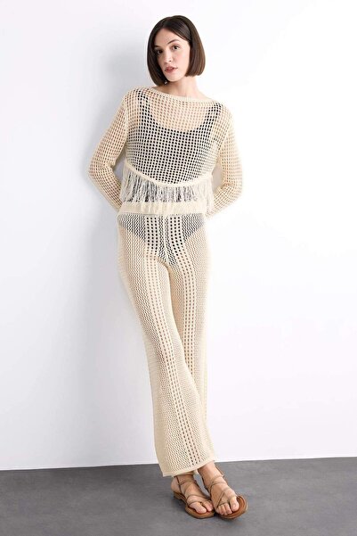 DeFacto Straight Fit Beli Lastikli Kroşe Plaj Pantolonu F7461AX25HS