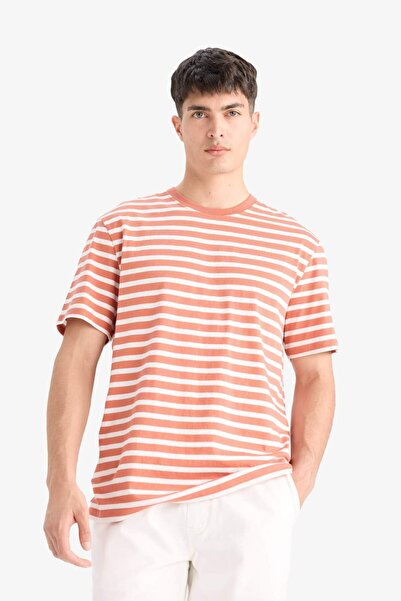 DeFacto Μπλουζάκι με κοντό μανίκι με ρίγες από 100% βαμβάκι E2637AX25SM