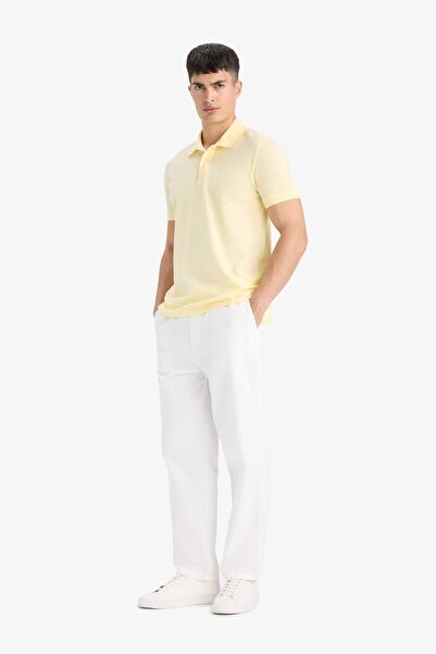 DeFacto 100% Cotton Slim Fit Slim-Fit Polo Neck Short-Sleeve Cotton Embroidered Pique T-Shirt E2633Ax25Sm