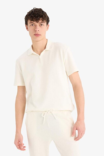 DeFacto Regular Fit Polo Yaka Kısa Kollu Dokulu Tişört E4027AX25SP