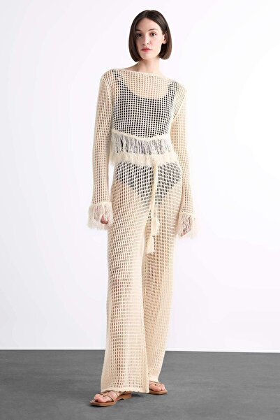 DeFacto Straight Fit Beli Lastikli Kroşe Plaj Pantolonu F7460AX25HS