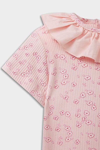 DeFacto Βρεφικό κοριτσάκι Floral Twill Κοντομάνικο μπλουζάκι E2962A525SM