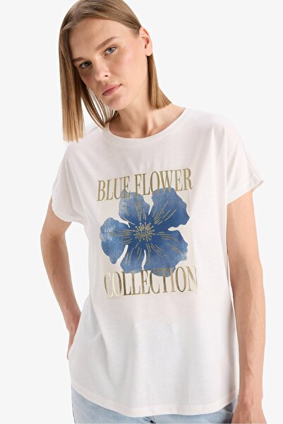 DeFacto Μπλουζάκι με λουλούδια με κοντό μανίκι F5100AX25SM