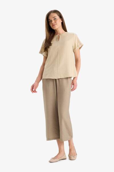 DeFacto Flat Leg Capri with Elastic Waist and Pockets A6764Ax25Sm