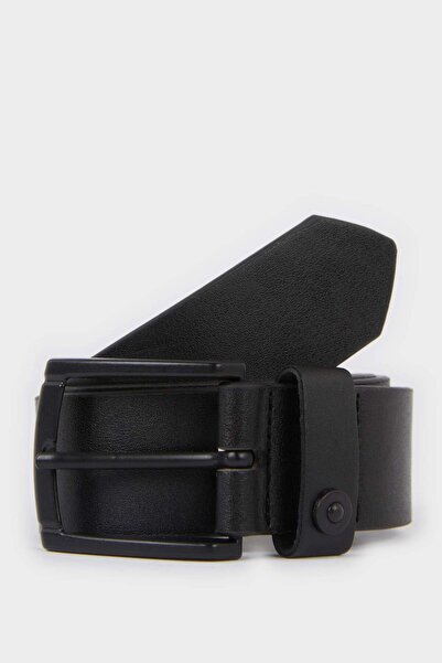 DeFacto Boy's Rectangular Buckle Faux Leather Casual Belt F6950A8Ns