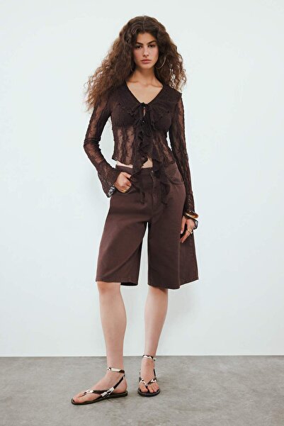 DeFacto Coool Normal Waist Short Leg Gabardine Bermuda Shorts F3133Ax25Hs