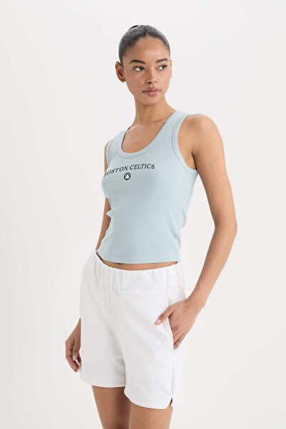 DeFacto DeFactoFit NBA Boston Celtics Slim Fit Dar Kesim Yuvarlak Yaka Fitilli Kaşkorse Atlet E3611AX25SM