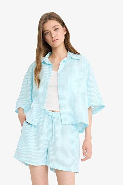 DeFacto Coool A Kesim Normal Bel Düz Paça Keten Karışımlı Şort F2543AX25SM