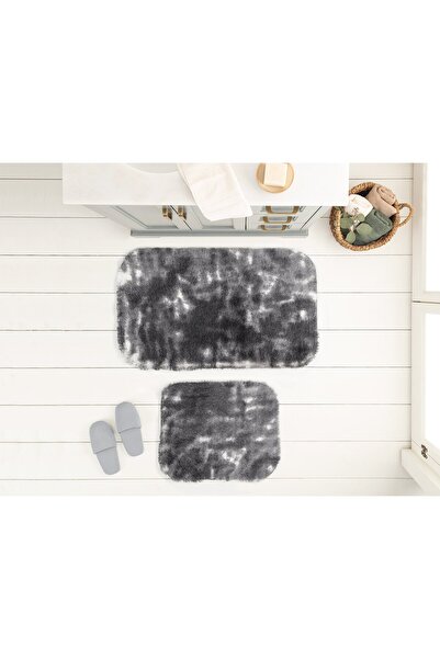 Madame Coco Damien 2-teiliger Badematte - Weiß/Anthrazit - 60x100 cm