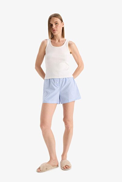 DeFacto Regular Fit Yuvarlak Yaka Kolsuz Ribana Pijama Üstü-Fall in Love F0110AX25SM