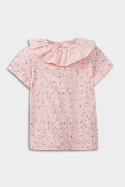 DeFacto Βρεφικό κοριτσάκι Floral Twill Κοντομάνικο μπλουζάκι E2962A525SM