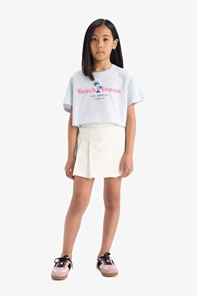 DeFacto Κοριτσίστικο μπλουζάκι με κοντό μανίκι με λαιμόκοψη E0385A825SM