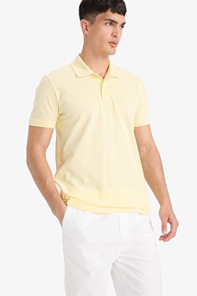 DeFacto 100% Cotton Slim Fit Slim-Fit Polo Neck Short-Sleeve Cotton Embroidered Pique T-Shirt E2633Ax25Sm