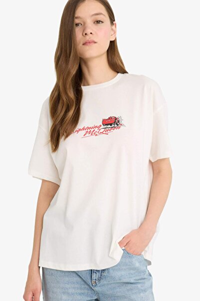 DeFacto Μπλουζάκι με κοντό μανίκι με στάμπα Coool Cars Oversize F5159AX25SM