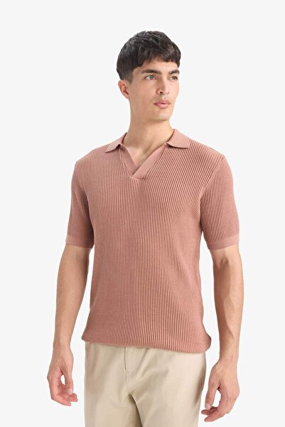 DeFacto 100% Baumwolle Standard Fit Polokragen Kurzarm-Strick-T-Shirt E5860AX25SM