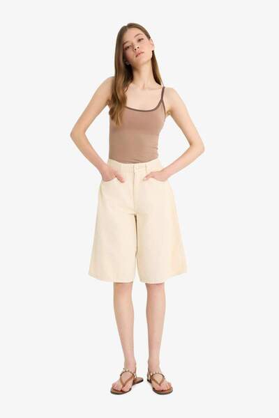 DeFacto Coool Normal Waist Short Leg Gabardine Bermuda Shorts F3133Ax25Hs