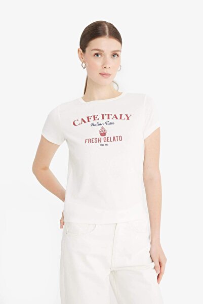 DeFacto Μπλουζάκι με κοντό μανίκι με στάμπα με κανονική εφαρμογή F5105AX25SM