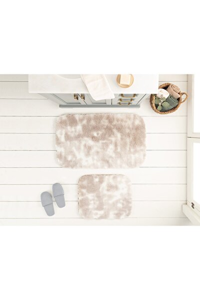 Madame Coco Damien Badematte - Weiß/Grau - 60x100 cm