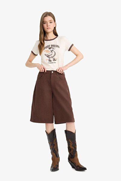 DeFacto Coool Normal Bel Kısa Paça Gabardin Bermuda Şort F3133AX25HS