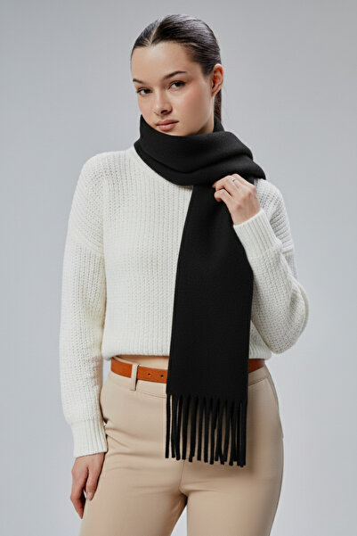 derikem Kadın Yumuşak Dokulu Akrilik Basic Kışlık Şal Siyah