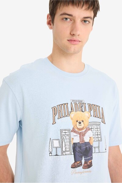 DeFacto Tricou cu mânecă scurtă imprimat cu decolteu rotund, 100% bumbac F4285AX25SM