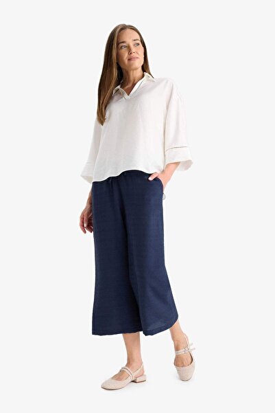DeFacto Flat Leg Capri with Elastic Waist and Pockets A6764Ax25Sm