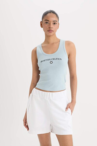 DeFacto DeFactoFit NBA Boston Celtics Slim Fit Dar Kesim Yuvarlak Yaka Fitilli Kaşkorse Atlet E3611AX25SM