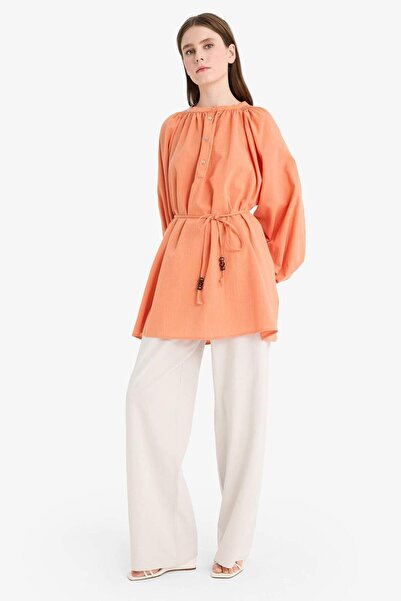 DeFacto Linen Blended Wide Leg Wide Leg Flared Trousers E7480Ax25Sm