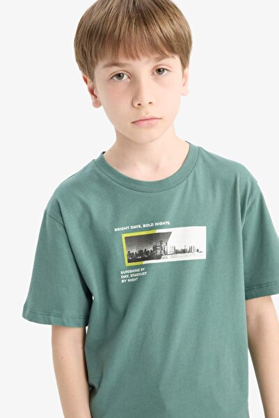 DeFacto Boy's Crew Neck Printed Short Sleeve T-Shirt F1026A825Sm