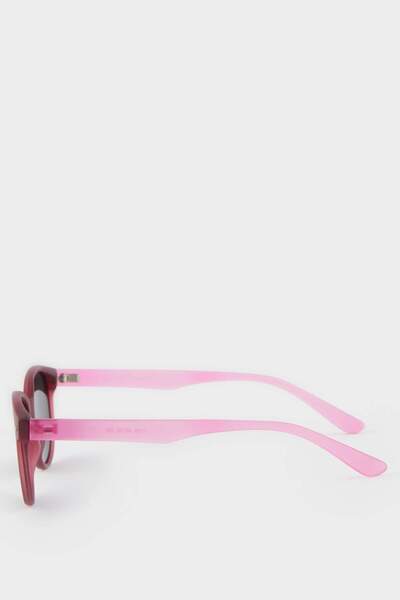 DeFacto Girl's Round Red and Pink Plastic Frame Black Glass Polarized Sunglasses F4369A8Ns