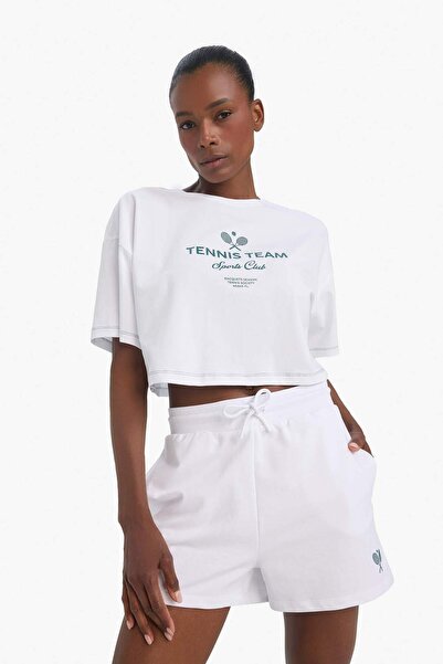 DeFacto Tricou cu mânecă scurtă pentru sport, cu mânecă largă, cu decolteu largi, imprimat, DeFactoFit E3597AX25SM