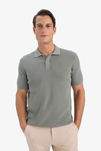 DeFacto 100% Cotton Standard Fit Polo Neck Short Sleeve Knit T-Shirt E5866Ax25Sp