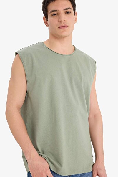 DeFacto %100 Pamuk Boxy Fit Bisiklet Yaka Basic Düz Atlet C7205AX25SM