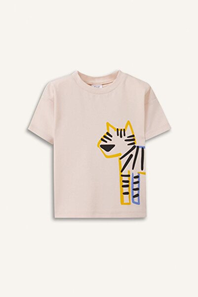 DeFacto Βρεφικό ανδρικό μπλουζάκι με λαιμόκοψη με στάμπα κοντομάνικο E1009A525SM