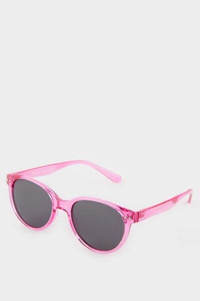 DeFacto Girl's Round Fuchsia Plastic Frame Black Glass Polarized Sunglasses F4311A8Ns
