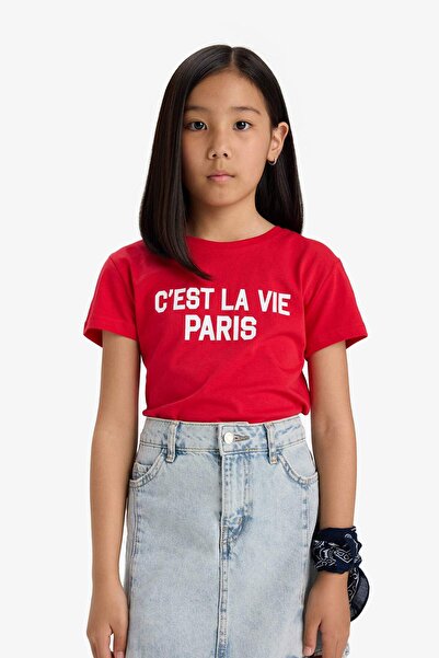 DeFacto Girl's Crew Neck Printed Short Sleeve T-Shirt E5894A825Sm