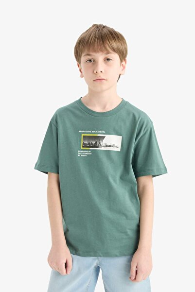 DeFacto Boy's Crew Neck Printed Short Sleeve T-Shirt F1026A825Sm
