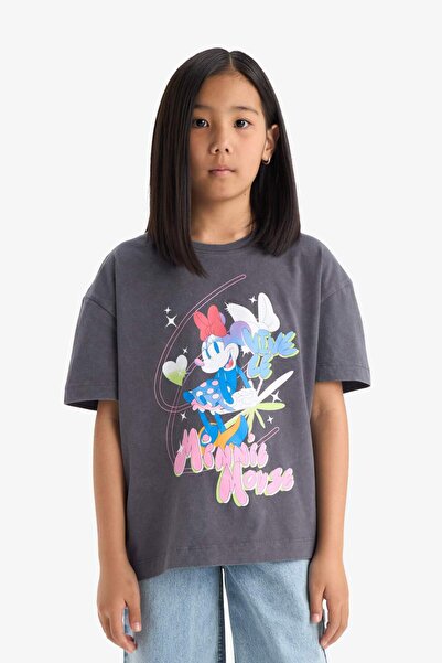 DeFacto Κοριτσίστικο Disney Mickey & Minnie Oversize Φαρδύ μπλουζάκι με λαιμόκοψη με κοντό μανίκι E2617A825SM