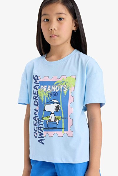 DeFacto Κοντομάνικο μπλουζάκι για κορίτσια Snoopy Relax Fit Crew Neck E8159A825HS