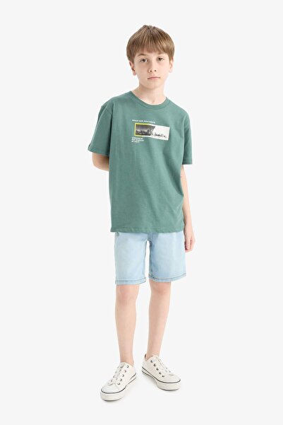 DeFacto Boy's Crew Neck Printed Short Sleeve T-Shirt F1026A825Sm