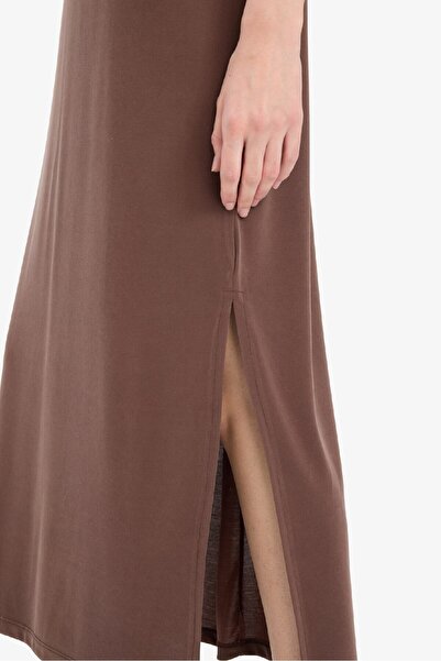 DeFacto Bisiklet Yaka Modal Kısa Kollu Midi Yazlık Elbise F6500AX25SM