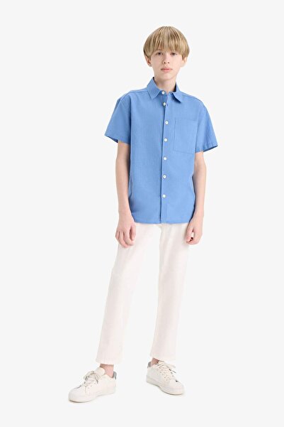 DeFacto Erkek Çocuk Oversize Geniş Kalıp Polo Yaka Kısa Kollu Gömlek E5832A825HS