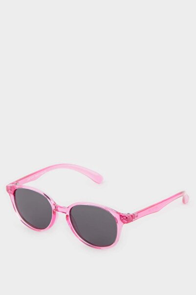 DeFacto Girl's Round Fuchsia Plastic Frame Black Glass Polarized Sunglasses F4307A8Ns