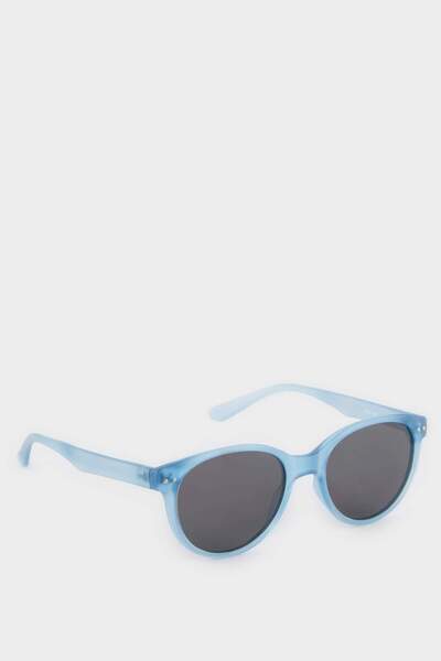 DeFacto Girl's Round Light Blue Plastic Frame Black Glass Polarized Sunglasses F4360A8Ns