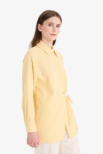 DeFacto Relax Fit Bağcıklı Müslin Uzun Kollu Tesettür Gömlek Tunik F1477AX25SM