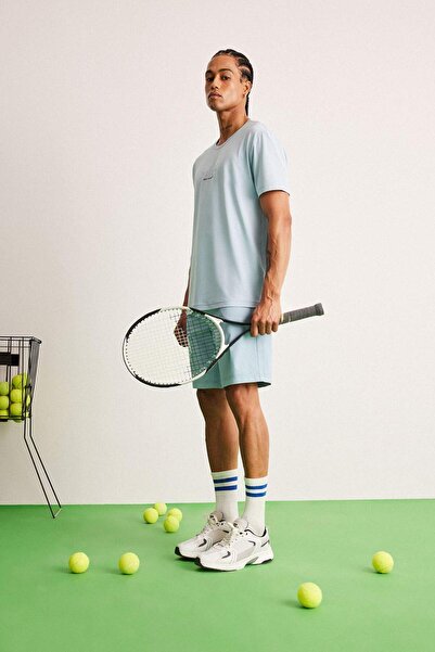 DeFacto Tricou cu mânecă scurtă pentru sport, cu mânecă scurtă, cu imprimeu, cu decolteu, DeFactoFit, C9268AX25SM