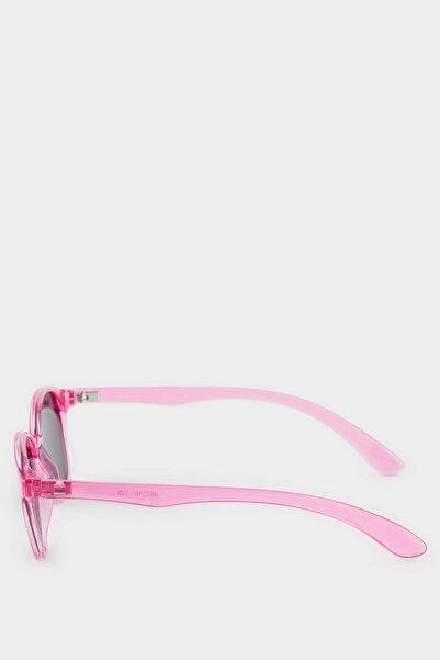 DeFacto Girl's Round Fuchsia Plastic Frame Black Glass Polarized Sunglasses F4307A8Ns