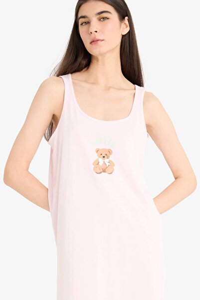 DeFacto Regular Fit U Yaka Baskılı Askılı Gecelik-Fall in Love F3140AX25SM